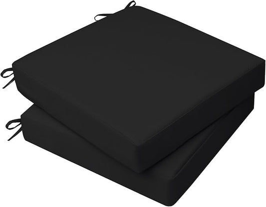 AAAAAcessories Outdoor Seat Cushions for Chairs, Waterproof, Fade-Resistant, 19" x 19" x 3", Patio Furniture Replacement Cushions, Set of 2, Charcoal Black