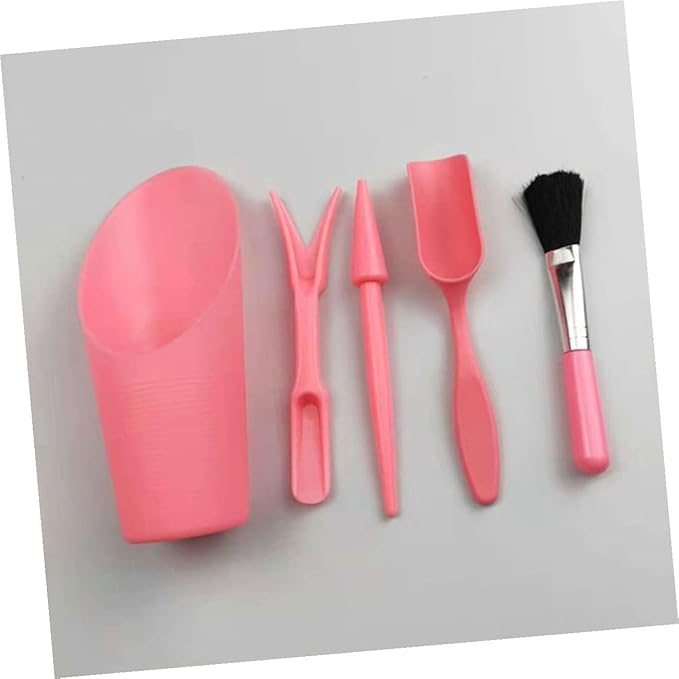 Kisangel Succulent Planting Tool Set with Soil Scoop, Seeder, and Cleaning Brush, Pink Gardening Accessories for Flowerpot Care and Transplanting in Home Garden