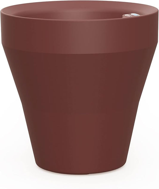 Crescent Garden TruDrop Rim Modern Self Watering Planter with Water Level Indicator, Indoor/Outdoor Weather-Safe Round Plant Pot, Grow Healthy Plants & Flowers - 18" W (Currant)