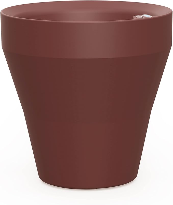 Crescent Garden TruDrop Rim Modern Self Watering Planter with Water Level Indicator, Indoor/Outdoor Weather-Safe Round Plant Pot, Grow Healthy Plants & Flowers - 26" W (Currant)