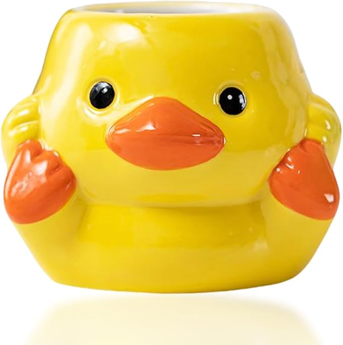 Ceramics Animals Succulent Planters Small Succulent Pots Cute Plant Pots Tabletop Decorations for Indoor Plants Home Office Garden Flower Pot Gifts for Plants Lover (Yellow Duck)