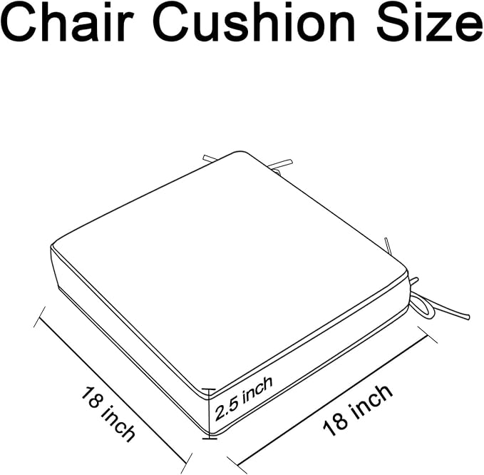 GUEGLSA Patio Seat Cushions 18 inch,Waterproof Square Chair Pad with Ties,18''x18'' Indoor Outdoor Chair Cushion for Garden Furniture,Set of 2, Khaki