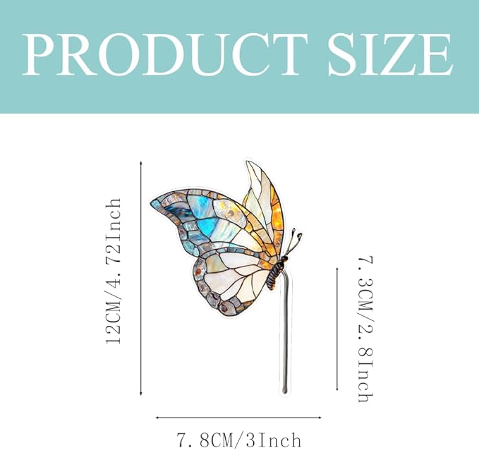 JOONOR 2 Pieces Stained Acrylic Butterfly Flower Pot Hugger Cute Animal Statue for Planter Hanger Decorations Outdoor Fairy Garden Planter Edge Accessories,Butterfly