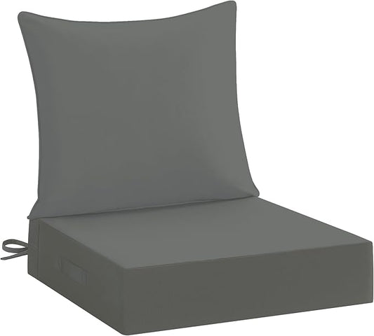 downluxe 24x24 Outdoor Chair Cushions, Waterproof Fade Resistant Patio Furniture Cushions with Handle & Removable Cover, Deep Seat Outdoor Cushions for Sofa, Couch and Patio Chairs, Dark Grey