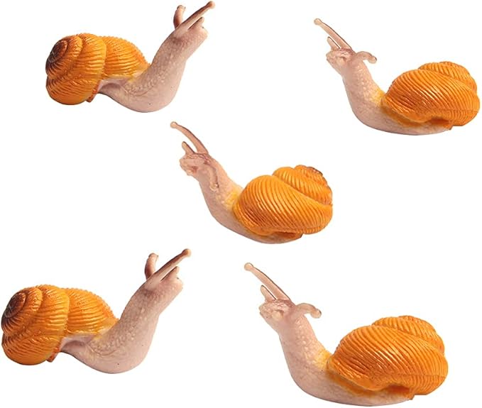Acxico 5Pcs Cute Small Snail Lifelike Fairy Garden Terrarium Decor Figurine Animal Toys