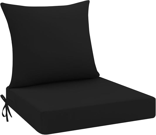 idee-home Outdoor Cushions for Patio Furniture, Outdoor Seat Cushion, Waterproof Hampton Bay Deep Seat Replacement Couch Chair Cushions for Garden Lawn Backyard Deck, 24 x 24