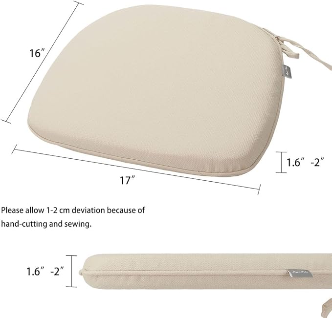 Magpie Fabrics Outdoor/Indoor 17"x16"x2" Chair Cushions with Ties Set of 4, Waterproof All Weather U-Shape Seat Pads Decoration for Patio Garden Furniture Home Office (Olefin Beige)