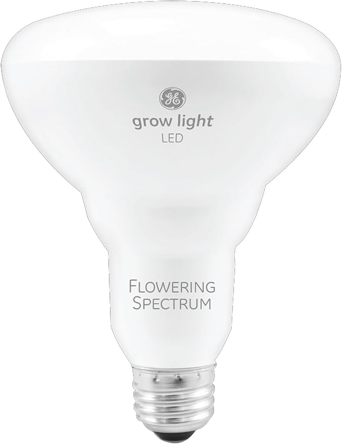 GE Grow Lights for Indoor Plants, BR30 Indoor Floodlight, LED Light Bulbs for Flowers and Fruit, Advanced Red Light Spectrum, 25,000 Hours Lifespan, 15 PPF, 1 Pack (Packaging May Vary)