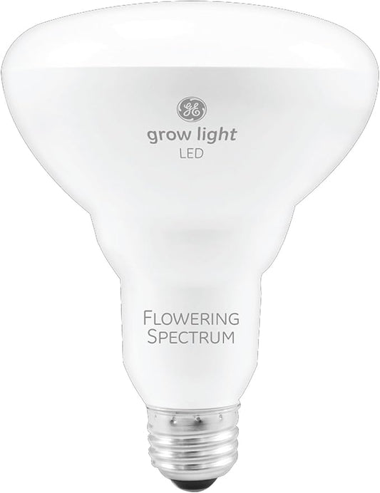 GE Grow Lights for Indoor Plants, BR30 Indoor Floodlight, LED Light Bulbs for Flowers and Fruit, Advanced Red Light Spectrum, 25,000 Hours Lifespan, 15 PPF, 1 Pack (Packaging May Vary)