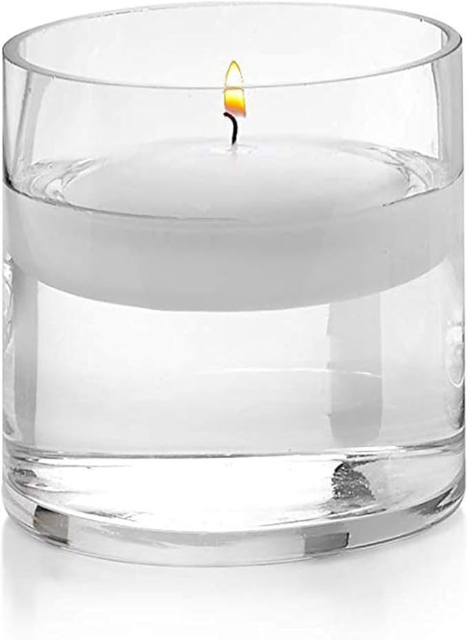 WGVI Thick Quality Weighted Clear Right Cylinder Glass Vases, 4" W x 4" H, Equilateral Cylinder, Votive Candle Holders, Terrarium Planter, Storage Container Pen Brush Holder, Bulk Wholesale, 6 Pieces