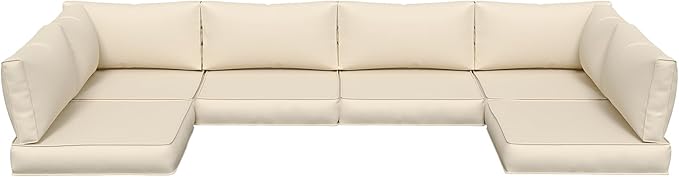 UDPATIO Outdoor Replacement Cushions for Patio Furniture, Water-Resistant Patio Cushion, 14-Piece Outdoor Couch Cushion for 6-Seat Sectional Conversation Sets (Cream)