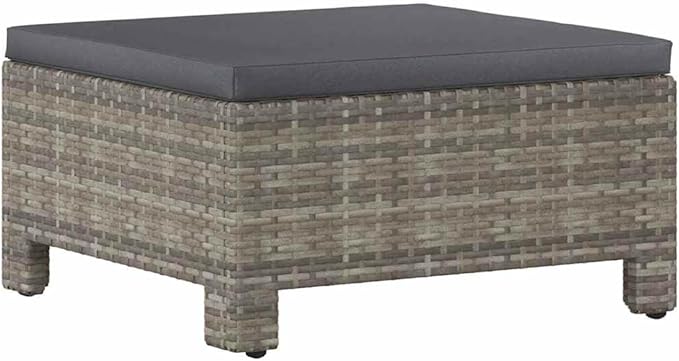 Footrest Grey Poly Rattan, Powder-Coated Steel Outdoor Patio Set Garden Furniture Set Garden Seating Ensemble for Pond Backyard