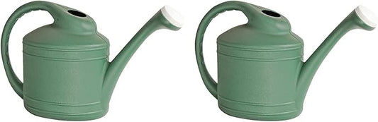 Southern Patio Large 2 Gallon Durable Plastic Rainfall Garden Plant Water Can with Removable and Easy to Fill Spout, Green (2 Pack)