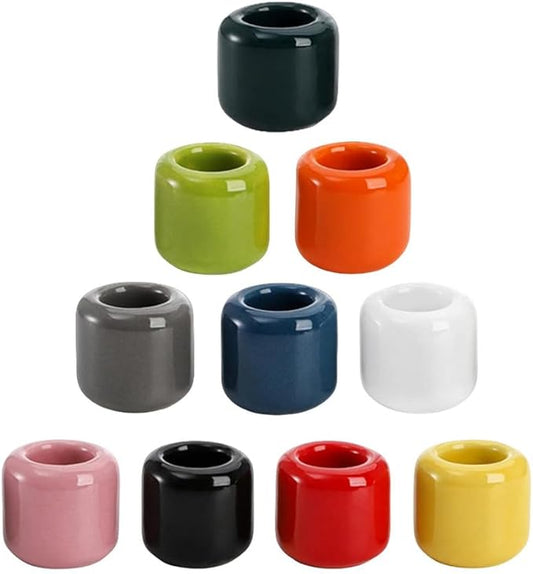 10 Pcs Ceramic Chime Candle Holders, 0.7 Inch Diameter, Home Small Candle Holders for Casting Chimes, Rituals, Spells, Vigil, Wiccan Supplies & More (Ceramics, Multicolor)