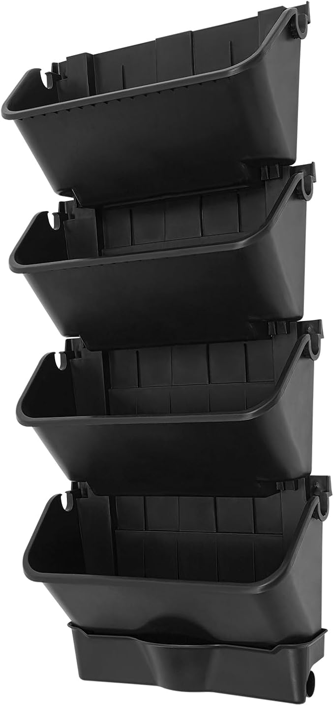 Vertical Wall Planter for Indoor Plant-Walls Mounted Pot with 6 Drainage Tray 24 Pack, with 6.56ft Drainage Pipe, for Decor, Plastic Pots Balcony Planters, Plants Hanging (24, Black)