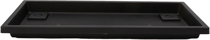 The HC Companies Venetian Rectangular Plant Tray - Lightweight Plastic Plant Saucer - Plant Drip Trays for Drainage - UV Resistant Pot Saucer for Indoor & Outdoor Use (23.5" Black, Pack of 1)