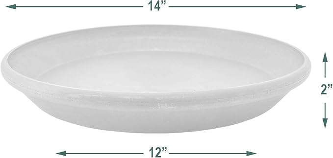 PSW Pot Collection AP35TC 14-inch Plastic/Stone/Wood Composite Plant Saucer Drip Tray – No Drainage Hole (Drillable), Indoor/Outer Water Tray, Terra Cotta Color