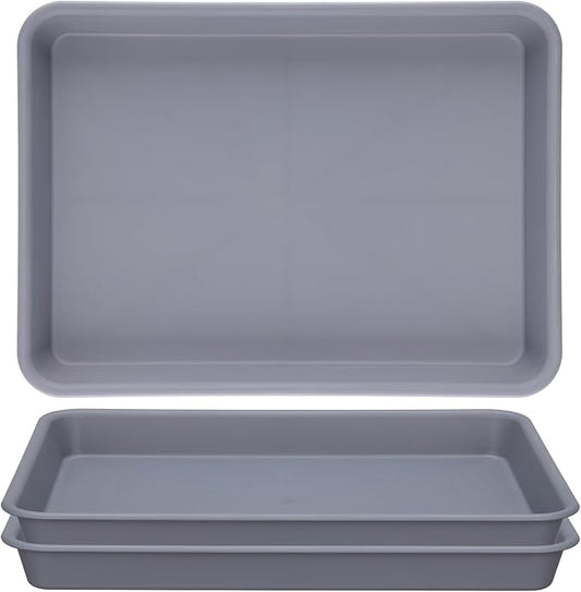 GREANER Grey Plastic Trays 11 Inch, UV Resistant Plant Pot Saucers for Indoor & Outdoor Use, Drip Trays for Potted Plants(Pack of 3)