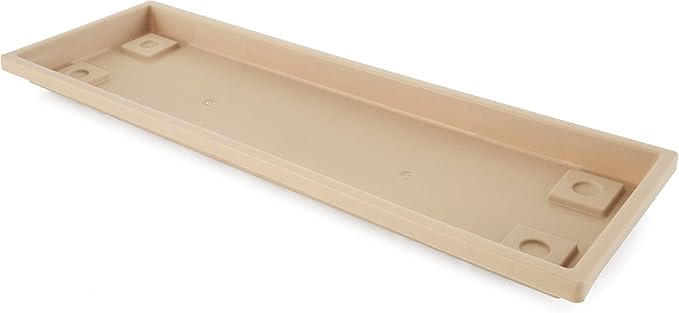 The HC Companies Venetian Rectangular Plant Tray - Lightweight Plastic Plant Saucer - Plant Drip Trays for Drainage -UV Resistant Pot Saucer for Indoor & Outdoor Use (23.5" Sandstone, Pack of 1)