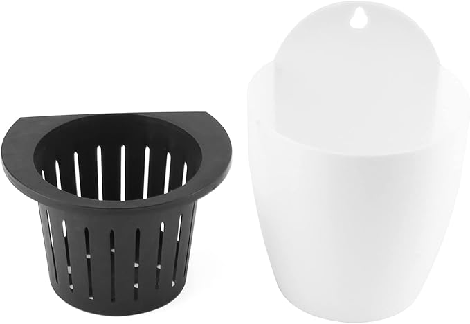 LEXININ 12 Pack 4 Inch Self Watering Hanging Planter, White Plastic Wall Mounted Planter Pots with Cotton Rope and Hook, Vertical Flower Pot for Plant Garden