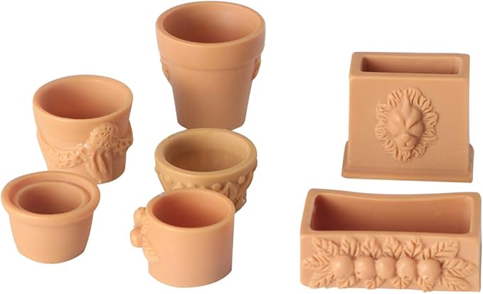 7 Pcs Miniature Flower Pots, Tiny Resin Terracotta-Style Pots for Dollhouse, Fairy Garden, Microlandscape Crafts, DIY Mini Garden & Model Displays