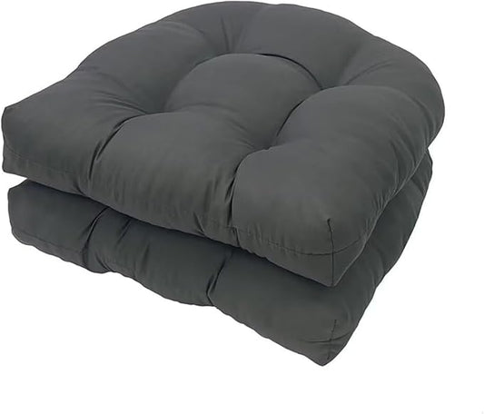 Indoor/Outdoor Wicker Chair Cushion Waterproof Set of 2 U Shape Thick Tufted Rocking Chair Cushion Outdoor Patio Cushions 18.5" x 18.5",Dark Grey