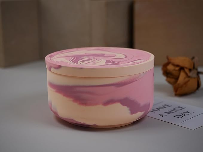 Cup Shape Candle Jar Silicone Mold with Lid, Handmade Storage Bowl Resin Mould, Flower Pot Vase Concrete, DIY Plaster Cast Cement Rings Jewelry Storage Box Mold (Flat Matte)