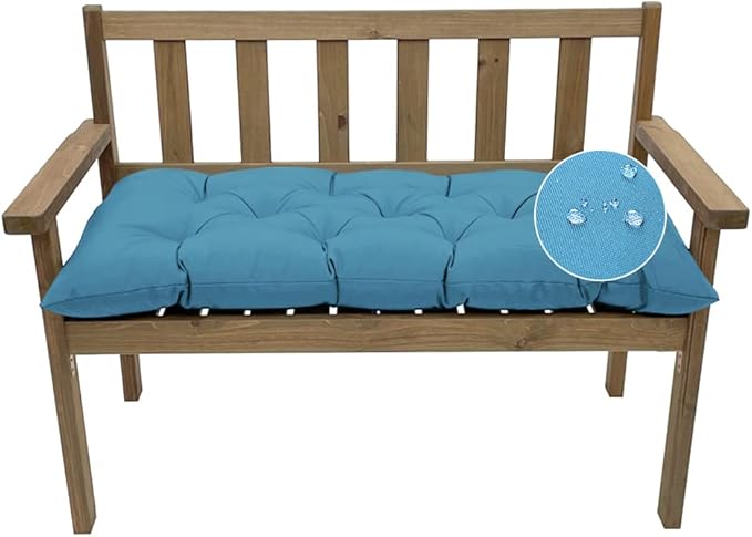 Outdoor Bench Cushion, Waterproof Swing Cushion Bench Seat Cushion, Swing Chair Replacement Seat Pads Cushion Pillow for Lounger Garden Furniture Patio Metal Wooden Bench (Blue, 59x20in)