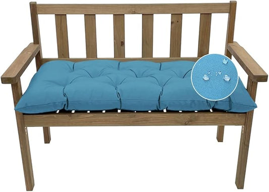 Outdoor Bench Cushion, Waterproof Swing Cushion Bench Seat Cushion, Swing Chair Replacement Seat Pads Cushion Pillow for Lounger Garden Furniture Patio Metal Wooden Bench (Blue, 59x20in)