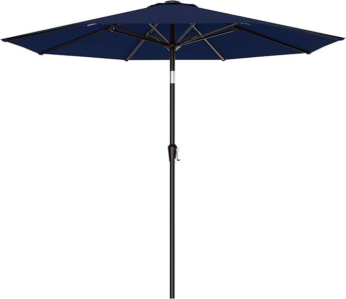 AreShark 9 FT Patio Umbrella for Outdoor, Outdoor Umbrella with Push Button Tilt and Crank, Outdoor Patio Umbrellas with 8 Sturdy Ribs for Market, Garden, Deck, Backyard, Pool (Navy)