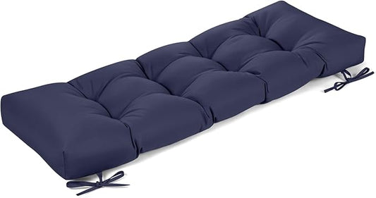 ROFIELTY Outdoor Bench Cushion, Waterproof/Sun-Proof Fabric, Tufted Bench Cushion with 2 Ties, Suitable for Outdoor Garden Bench/Swing/Indoor Furniture (Navy Blue, 45×18×4)