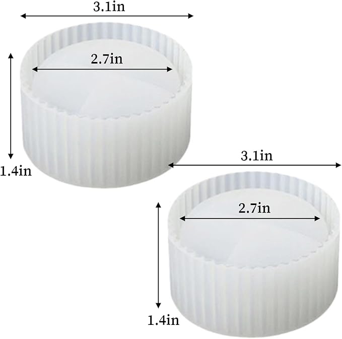 Wehous 2PCS Round Candle Holder Molds, Striped Storage Box Jar Plant Pot Silicone Molds for Epoxy Resin Concrete Cement Plaster, Container Trinket Tray Jewelry Holder Craft Mould DIY Home Ornament