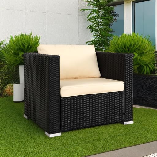 Wicker Patio Chairs,Outdoor Rattan Chairs with Cushion,Patio Furniture for Gardens, Backyards, Balconies,Poolside(Beige)
