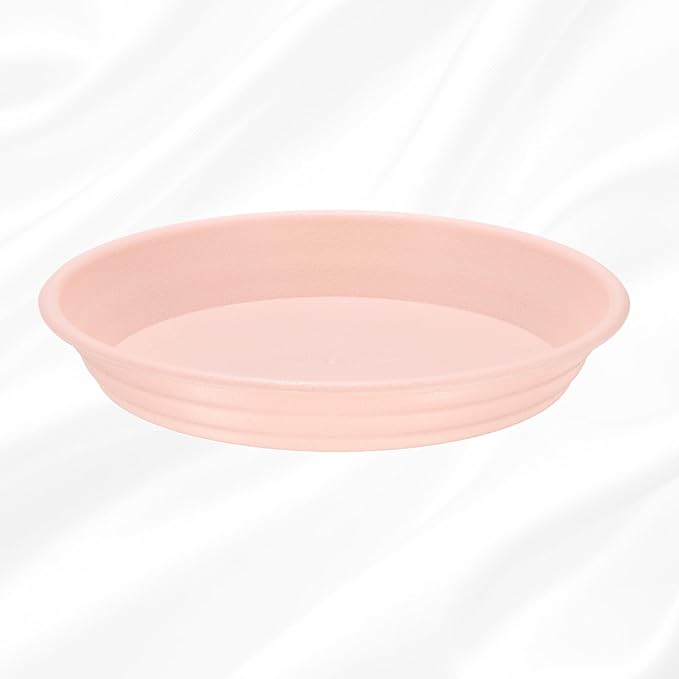 HARFINGTON Plastic Plant Saucer 5.2" Round Drip Trays Flower Pot Saucers Flower Base Bottom Drainage Tray for Indoors Outdoors Planters, Rose Pink