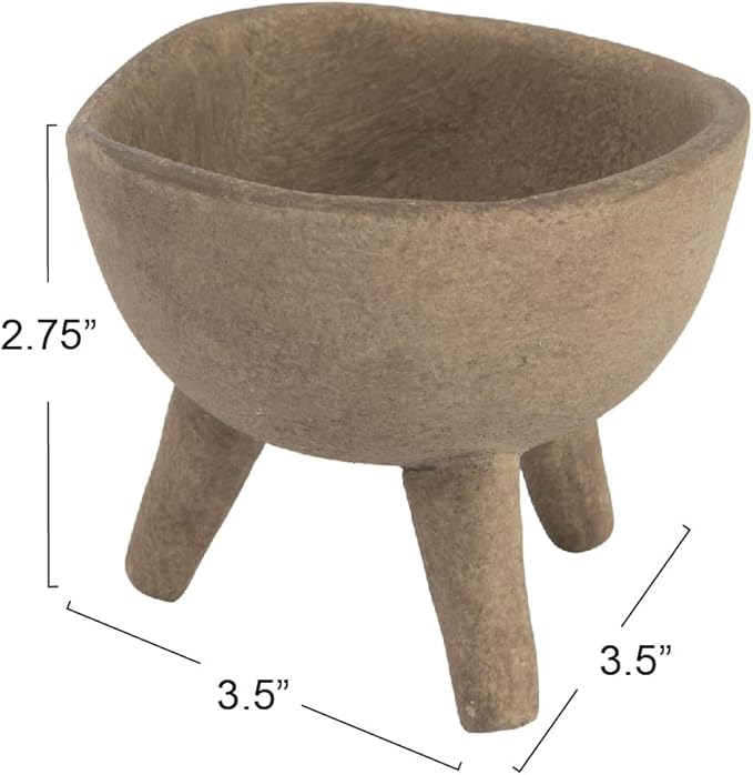 Creative Co-Op Round Terra-cotta Bowl with 3-Legs and Distressed Finish, Cream
