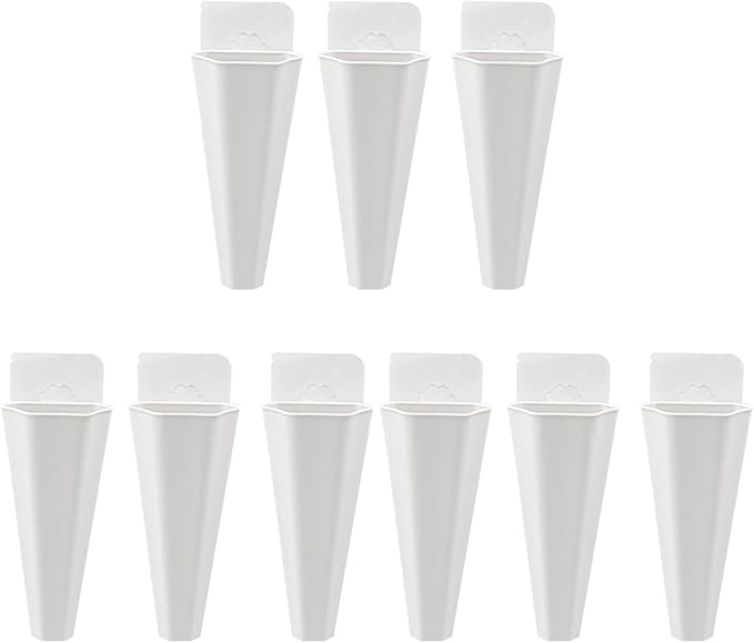 Yardwe Hanging Flower Pot 9Pcs Set White Plastic Wall Planters for Indoor and Outdoor Garden Decor Hydroponic and Trailing Compatible