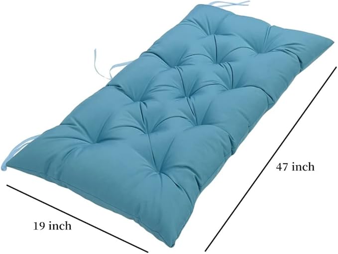 Srutirbo Waterproof Indoor/Outdoor Bench Cushion Garden Non-Slip Swing Chair Cushion, Loveseat Cushion for Patio Furniture Swing Wicker Garden Bench, Indoor Lounger Seat (Blue, 47x19in)
