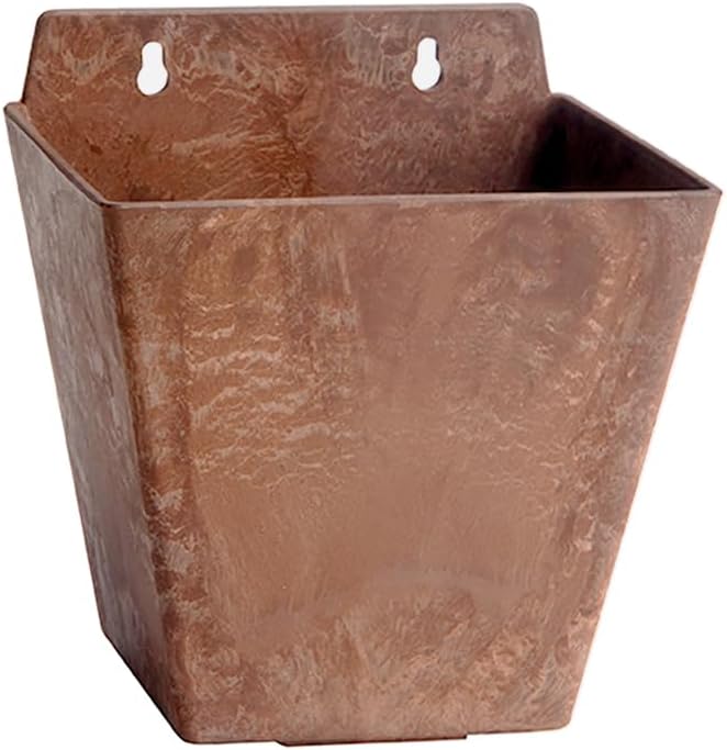 Root & Vessel Self Watering Wall Planters for Indoor or Outdoor Plants, Unique Marbled Wall Pot, Made of Eco-Friendly Blend of Stone and Plastic, Rust, 5.5"
