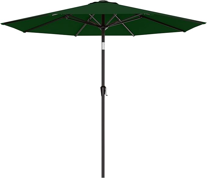 AreShark 9 FT Patio Umbrella for Outdoor, Outdoor Table Umbrella with Push Button Tilt and Crank, Outdoor Patio Umbrellas with 8 Sturdy Ribs for Market, Garden, Pool (Dark Green)