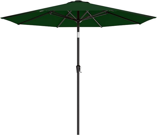 AreShark 9 FT Patio Umbrella for Outdoor, Outdoor Table Umbrella with Push Button Tilt and Crank, Outdoor Patio Umbrellas with 8 Sturdy Ribs for Market, Garden, Pool (Dark Green)