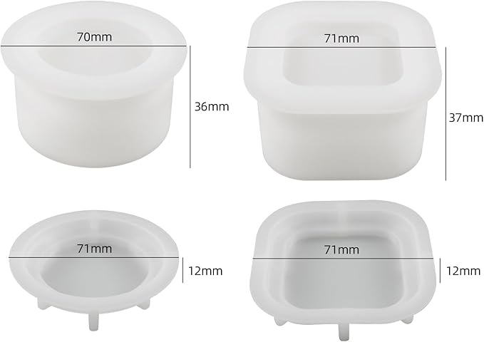 Storage Boxes with Lids - Creative Silicone Candle Vessels Pot Molds, Concrete Round & Square Stripe Bottle Making Moulds for Storage & Candle Holders (N-Round+Square)