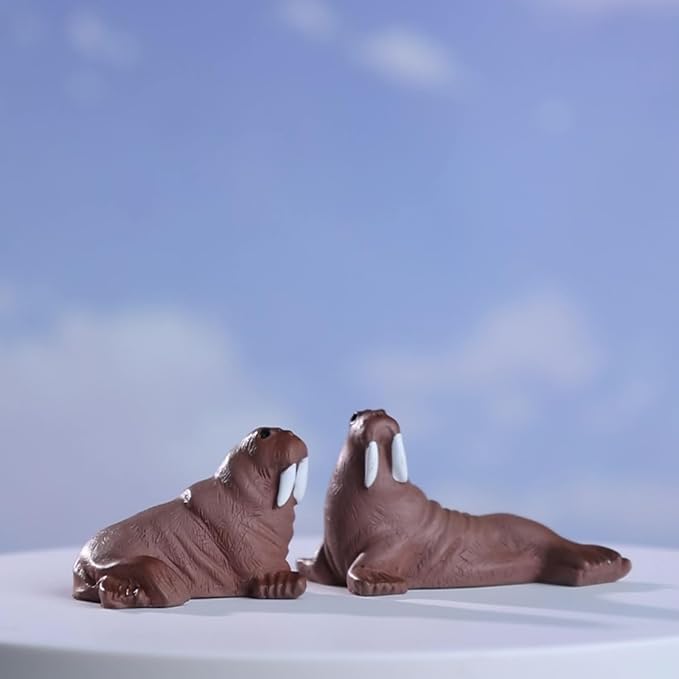 2 PCS Mini Resin Walrus, Fairy Garden Accessories, Miniature Figurines, Micro Landscape Ornaments
