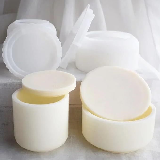 2 PCS Large Jar Resin Molds Box with Lid Silicone Creative Pot Molds for Epoxy Jewelry Trinket Candle Holder Organizer Mold Plant Mold DIY Resin Concrete Crafts Home Decor