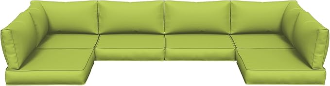 UDPATIO Outdoor Replacement Cushions for Patio Furniture, Water-Resistant Patio Cushion, 14-Piece Outdoor Couch Cushions for 6-Seat Sectional Conversation Sets (Green)