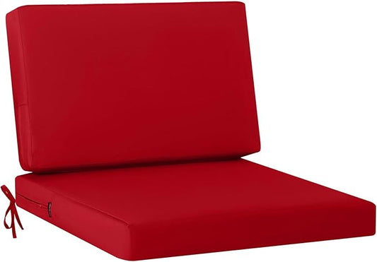 idee-home Outdoor Cushions for Patio Furniture, Outdoor Seat Cushion, Waterproof Hampton Bay Deep Seat Replacement Couch Chair Cushions for Garden Lawn Backyard Deck, Red 28.5 x 28.5
