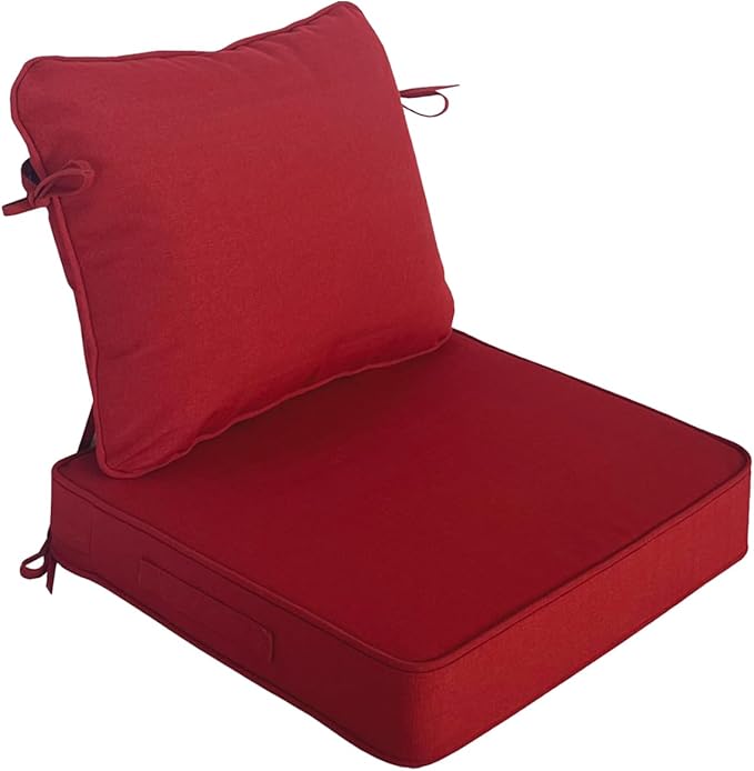 19"x19" Outdoor Universal Cushion Set of 1, Patio Cushions with Handles & Ties, Water-Proof Stain-Resistant UV Resistant Weather Resistant High Resilience Foam with YKK Zippers,Chili
