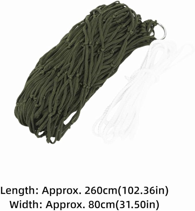 Outdoor Camping Hammock Single Person Breathable Nylon Mesh Net with Rope Lightweight Compact for Hiking Beach Garden Travel(Green)
