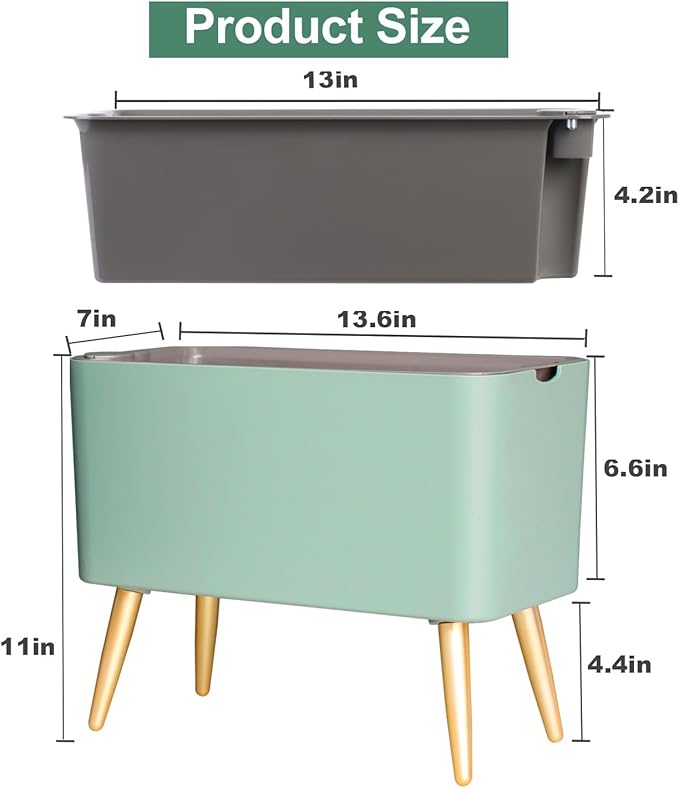 13.5 Inch Planter Pot with Metal Craft Legs, Self Watering Planter Pots with Water Shortage Alarm Plant Pot for Indoor Outdoor Decorative Succulents Herb (B- Green)