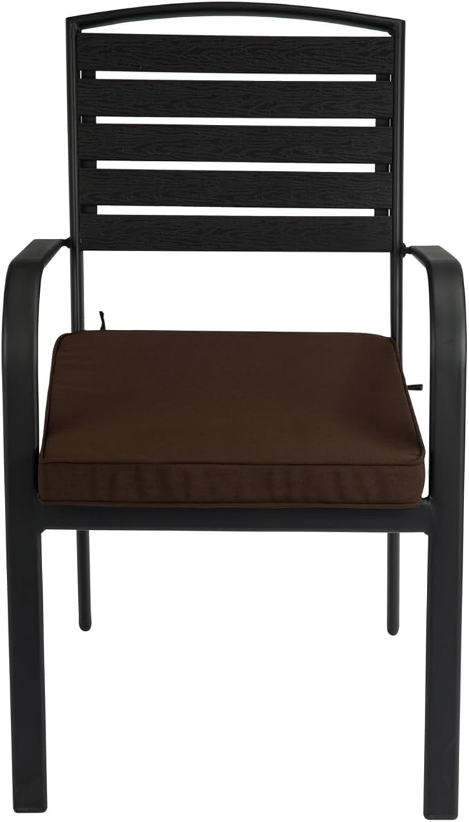 Outdoor Chair Cushions 18x18 Inch,Set of 2,Water Resistant Chair Pads with Ties,Square Seat Cushion 18"x18"x2.5",Patio Chair Cushion for Garden,Backyard Furniture(Chocolate Brown)