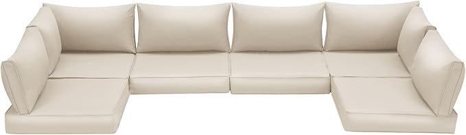 HOMREST Outdoor Replacement Cushions for Patio Furniture,Water-Repellent Sofa Cushion for 6-Seat Rattan Wicker Sectional Patio Conversation Sets,14-Piece Cushions Set for Outdoor Couch（Beige）